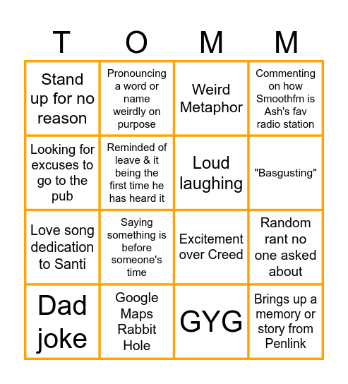 TM Bingo Card