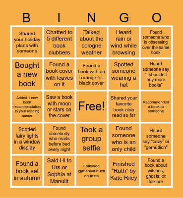 Book Brunch November 2025 Bingo Card