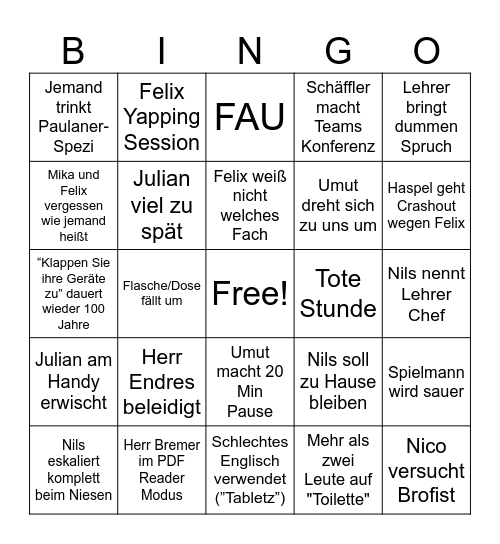 BS-Bingo 2.0 Bingo Card