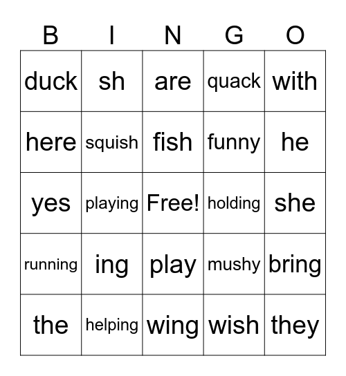 Plia's Words Bingo Card
