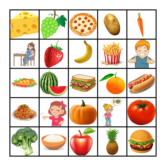Food Bingo Card