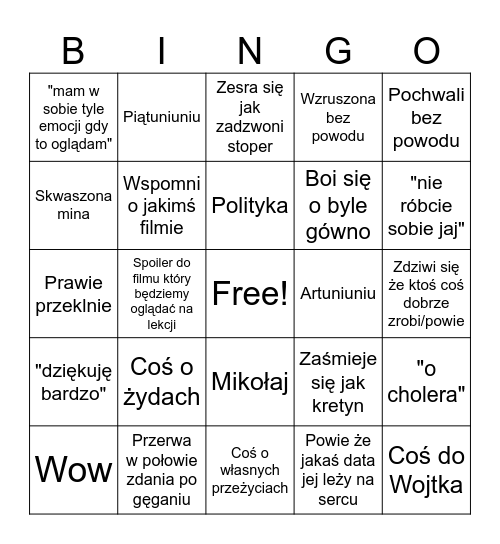 Yapping Izki Bingo Card