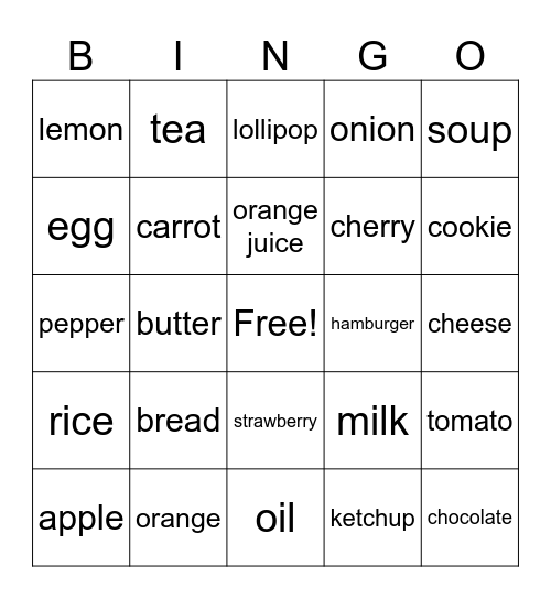 Countable & Uncountable Bingo Card