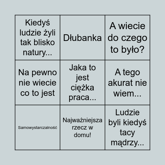 Bingo Muzealne Bingo Card