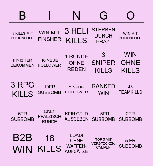 WARZONE BINGO Card