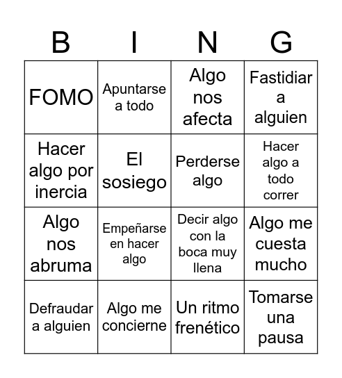 APRENDER A PARAR Bingo Card