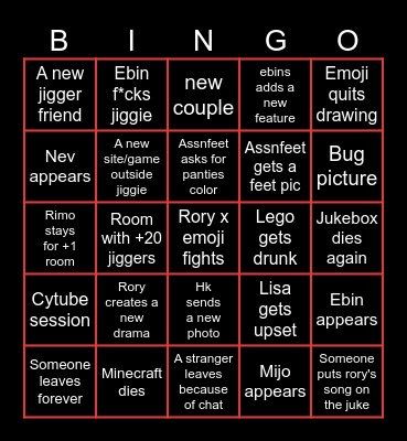 Jiggie's Bingo (Toj Card) Bingo Card