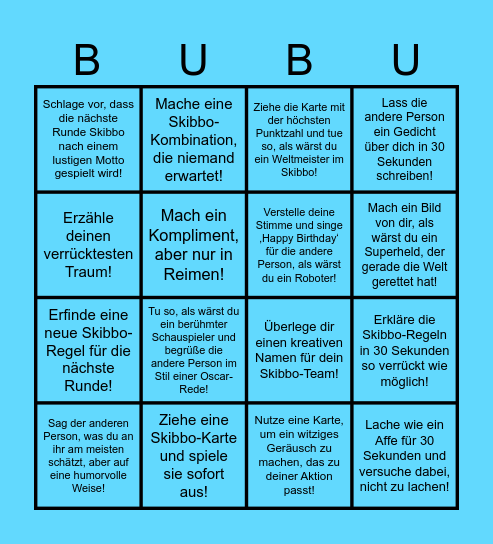 Das Extreme Bubu-Bingo Card