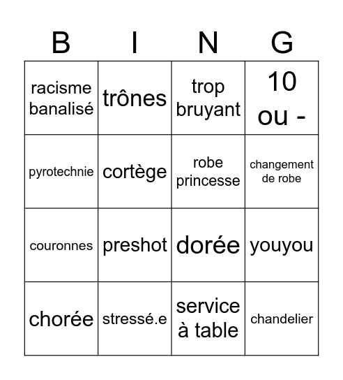 les mariaches Bingo Card