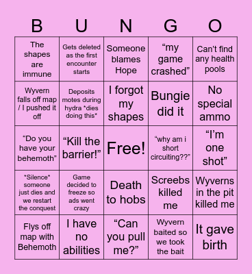 Ultimate Conquest Big Vex Bingo Card
