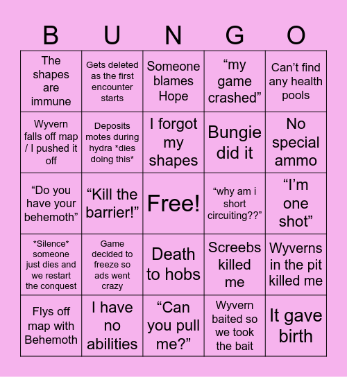 Ultimate Conquest Big Vex Bingo Card