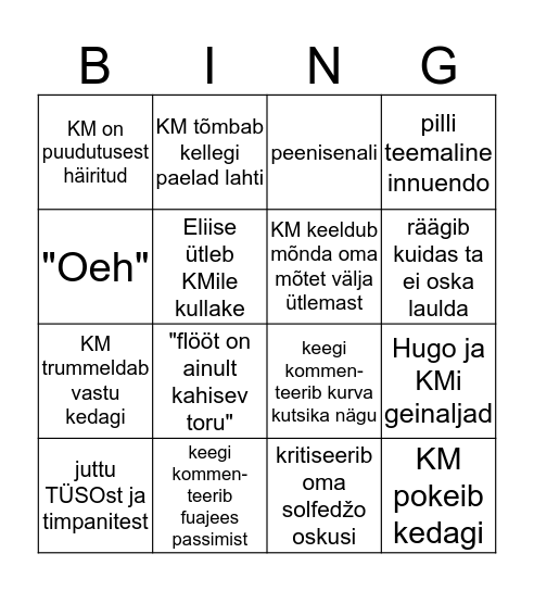 Karl Martini bingo Card