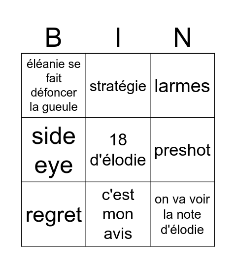 la bagarre des mariaches Bingo Card