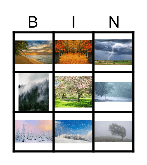 ¿Que tiempo hace? Bingo Card