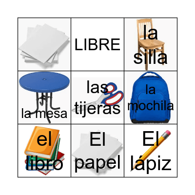 Classroom Objects Bingo Card