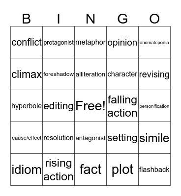 Reading and Poetry Bingo Card