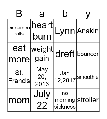 Getting to know mommy to be Bingo Card