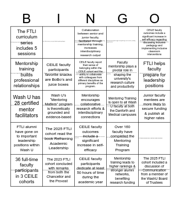 Faculty Affairs Bingo! Bingo Card