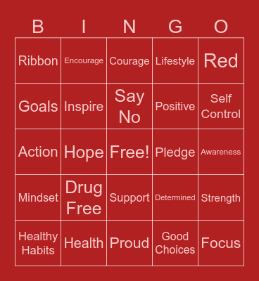 Red Ribbon Week BINGO Card