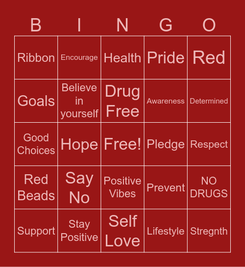 Red Ribbon Week Bingo Card