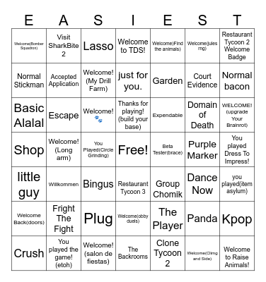 Easy Bingo Card