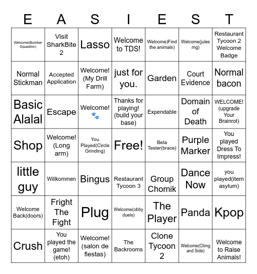 Easy Bingo Card