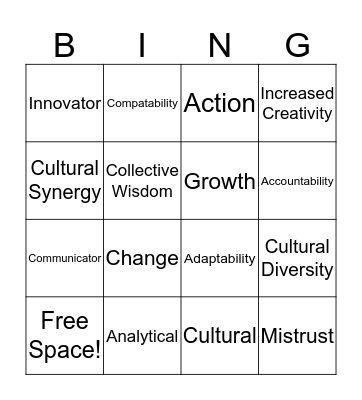 Diversity Bingo Card