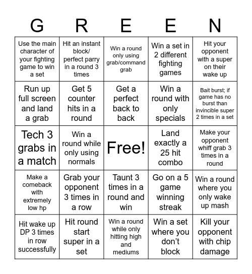 WHATSAPP FGC BINGO #1 Bingo Card