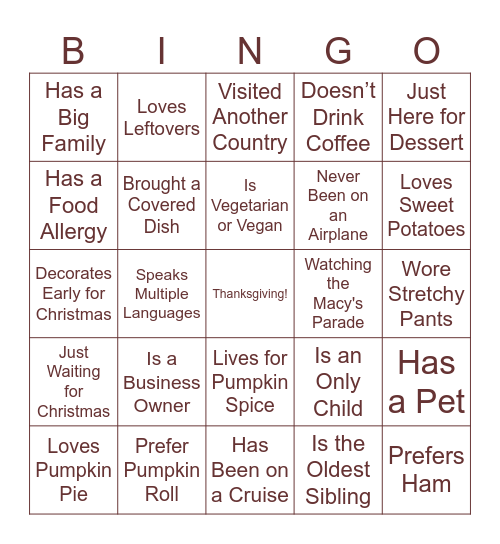 Find the Guest Bingo Card