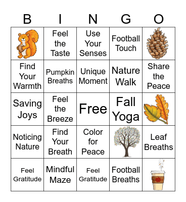 Fall Mindfulness Bingo Card