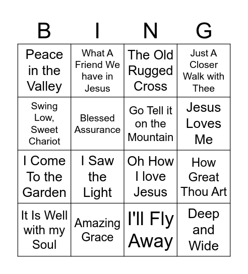 Gospel BINGO Card