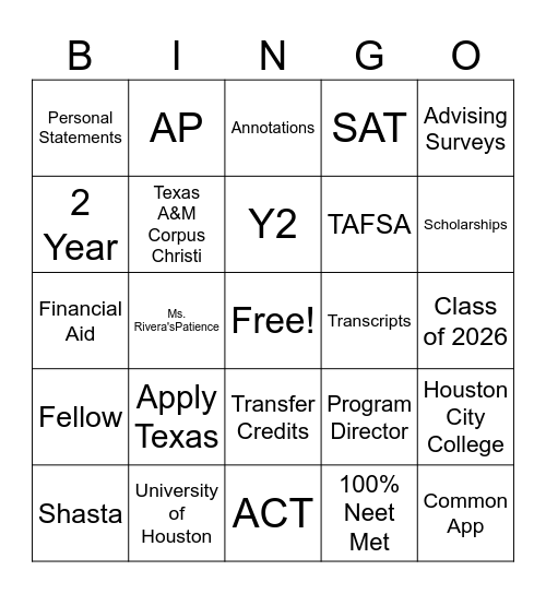 OneGoal Bingo Card