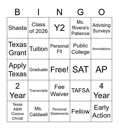 OneGoal Bingo Card