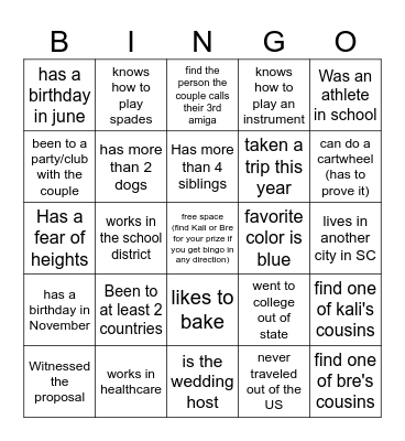 Find the Guest Bingo Card