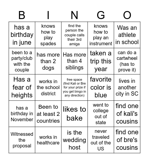 Find the Guest Bingo Card