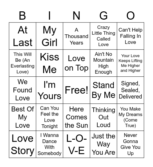 Sunshine Shower Music Bingo Card