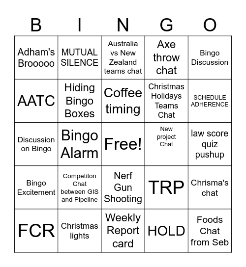 Weekly Bingo Card