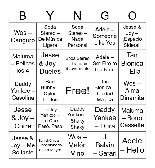 Bingo sin título Bingo Card