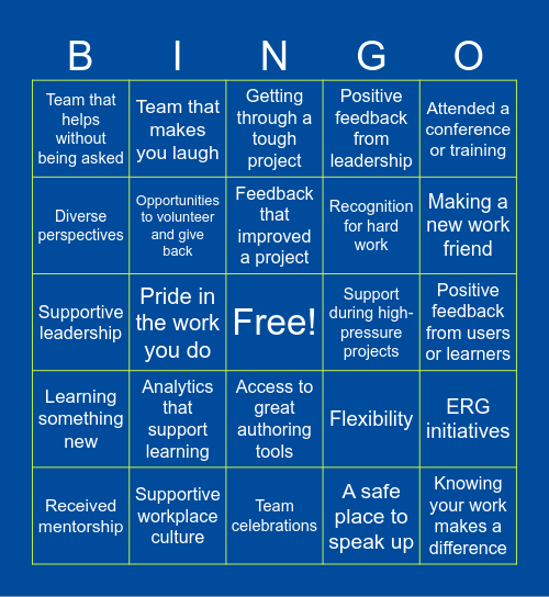Gratitude Bingo Card