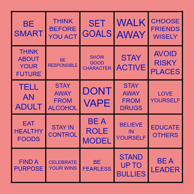 Red Ribbon Week Bingo Card