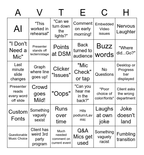 AV Tech Bingo V2 by Alec and Co. Bingo Card