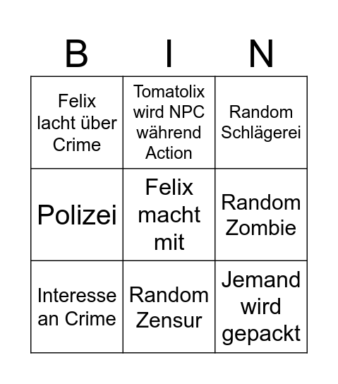 Tomato Time Bingo Card