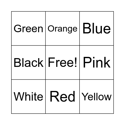 Colors Bingo Card