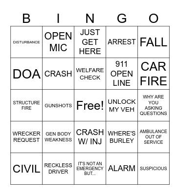 BURKE CO 911 BINGO Card