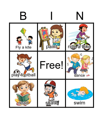 Free time activities Bingo Card