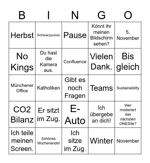 Remember Remember Bingo Card