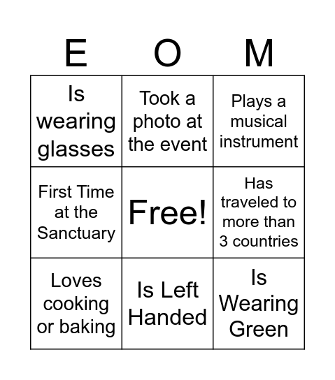 Find the Team Member Bingo Card