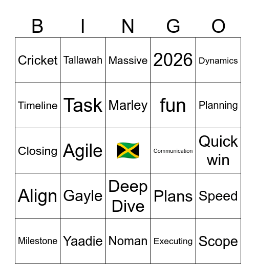 Wah Gwan Bingo Card