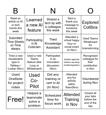Level Up with November Digital Solutions Bingo Card