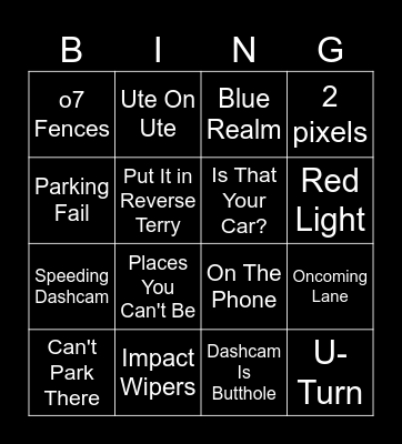 Dashcams Yippee Bingo Card